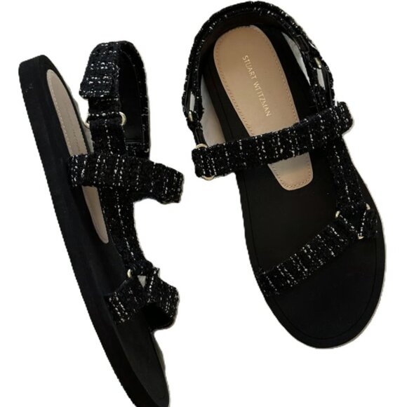 Stuart Weitzman Vail Sport Black Tweed Sandals - Size 6.5 - Excellent Condition - Picture 16 of 16